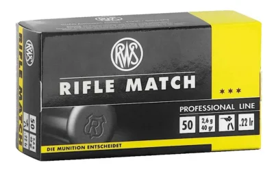 RWS/Umarex 2134225 Rifle Match  22 LR 40 gr Lead Round Nose (LRN) 50 Bx/ 1 Cs