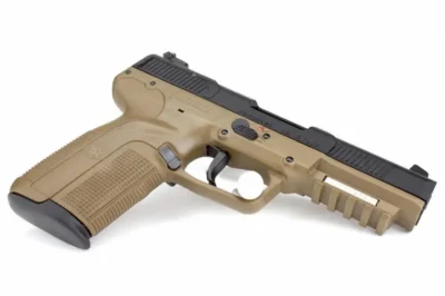 FN 3868929350 Five-seveN  5.7x28mm 4.80″ 20+1 Flat Dark Earth Black Steel Slide
