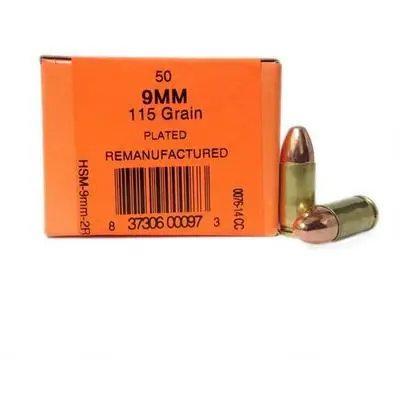 HSM 9MM4R Training  9mm Luger 124 gr Full Metal Jacket (FMJ) 50 Bx/ 20 Cs