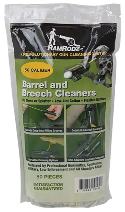 RamRodz 50075 Barrel Cleaner Swabs .50 Cal Cotton/Bamboo 75 PK