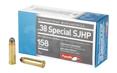 Aguila 1E382520 Pistol  38 Special 158 gr Semi Jacketed Hollow Point (SJHP) 50 B