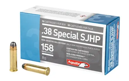 Aguila 1E382520 Pistol 38 Special 158 gr Semi Jacketed Hollow Point (SJHP) 50 B Aguila 1E382520 Pistol 38 Special 158 gr Semi Jacketed Hollow Point (SJHP) 50 B