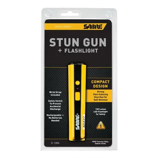 Sabre S1006YW Concealable Stun Gun 800,000 Volts/100-Lumens Plastic Yellow Sabre S1006YW Concealable Stun Gun 800,000 Volts/100-Lumens Plastic Yellow