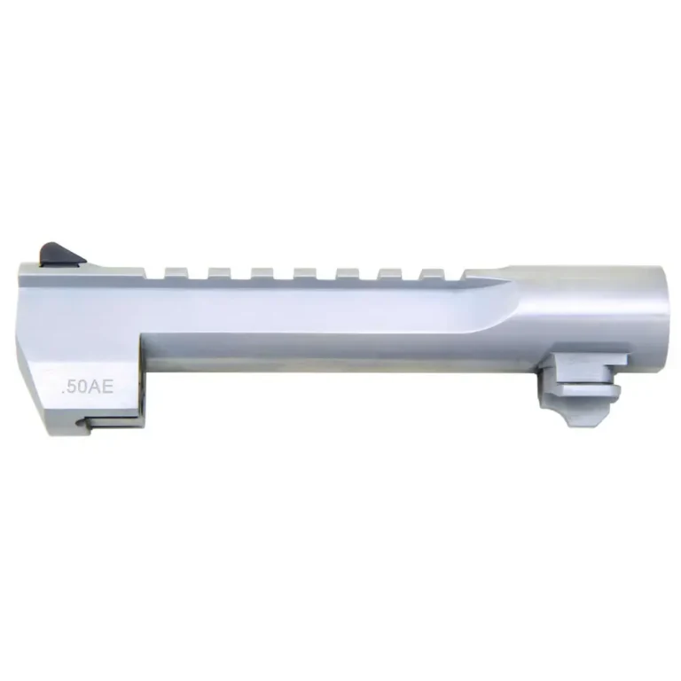 Magnum Research, Barrel, .50 Action Express, 6″, Picatinny Accessory Rail, Fits Desert Eagle MK XIX 50AE, Brushed Chrome Finish, Silver Magnum Research, Barrel, .50 Action Express, 6″, Picatinny Accessory Rail, Fits Desert Eagle MK XIX 50AE, Brushed Chrome Finish, Silver