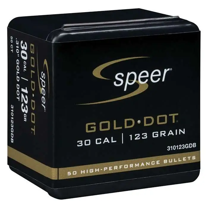 GOLD DOT 30 CALIBER (0.310”) RIFLE BULLETS 30 CALIBER (0.310”) 123GR GOLD DOT SOFT POINT 50/BOX GOLD DOT 30 CALIBER (0.310”) RIFLE BULLETS 30 CALIBER (0.310”) 123GR GOLD DOT SOFT POINT 50/BOX