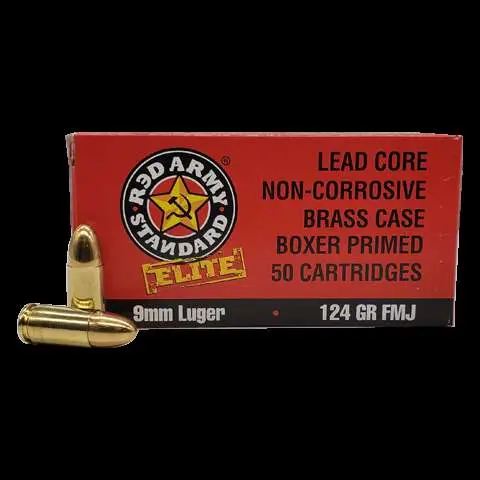 Red Army Standard AM3295 Red Army Standard White Box 9mm Luger 124 gr Full Metal Jacket (FMJ) 50 Bx/ 20 Cs