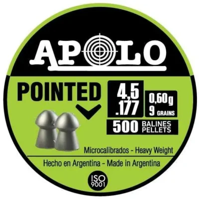 Apolo Pointed 9gr 4.5mm .177 Caliber 500-Round