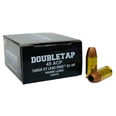Double Tap 45 ACP 160gr DT LEAD FREE SC-HP Mann Load 20rds Ammunition