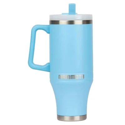 Mammoth Ascent 40 oz Tumbler with handle and straw – Light Blue Glow