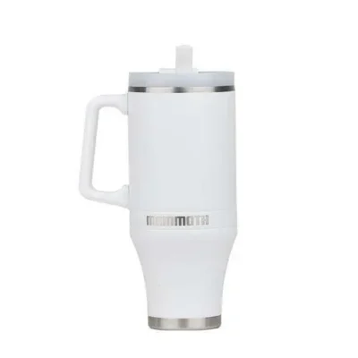 Mammoth Ascent 40 oz Tumbler with handle and straw – White