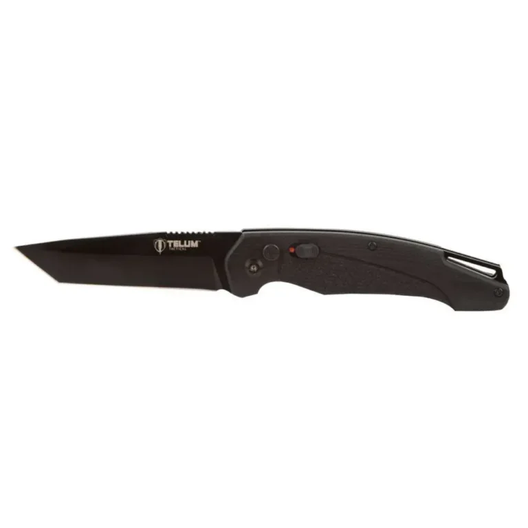 Telum Tactical Knife Titan Black Automatic 4in D2 Blade Telum Tactical Knife Titan Black Automatic 4in D2 Blade