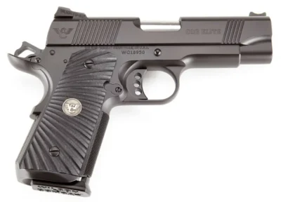 Wilson Combat CQBECP9 1911 CQB Elite Compact 9mm Luger 4″ 7+1 Black Black G10 St