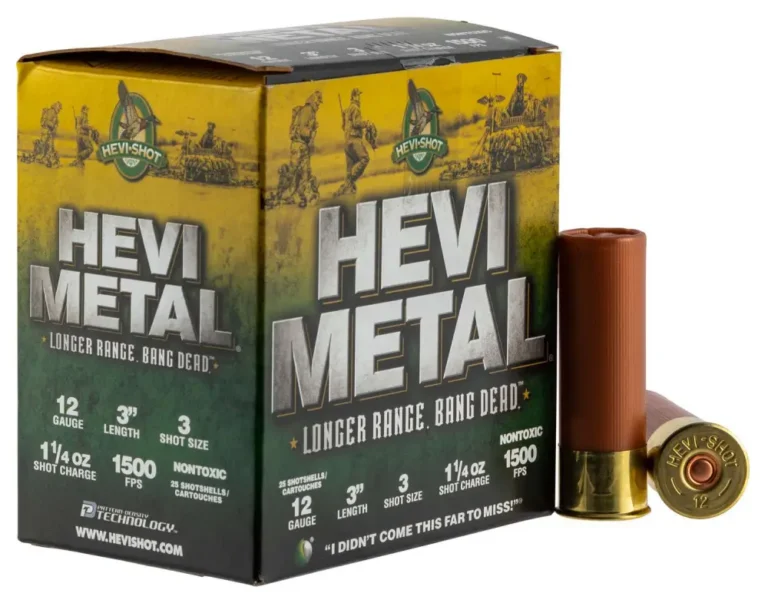 Hevishot 38003 Hevi-Metal Longer Range 12 Gauge 3″ 1 1/4 oz 3 Shot 25 Bx/ 10 Cs Hevishot 38003 Hevi-Metal Longer Range 12 Gauge 3″ 1 1/4 oz 3 Shot 25 Bx/ 10 Cs
