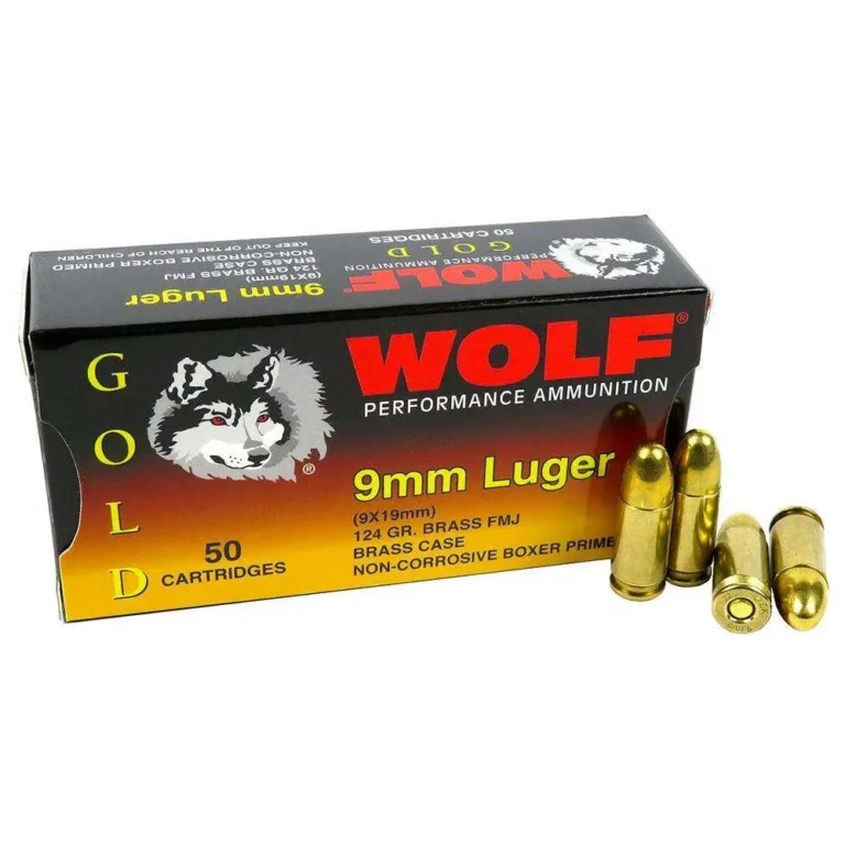 Wolf Gold 9mm 124gr FMJ Brass Case 50/RD Wolf Gold 9mm 124gr FMJ Brass Case 50/RD