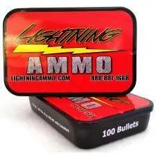 Lightning Ammo 22 Cal .224 55 gr FMJ-BT w/c 100rd Tin Lightning Ammo 22 Cal .224 55 gr FMJ-BT w/c 100rd Tin