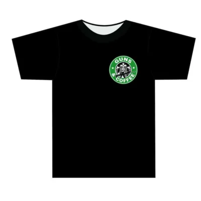 Guns and Coffee T Shirt Olive Drab Medium