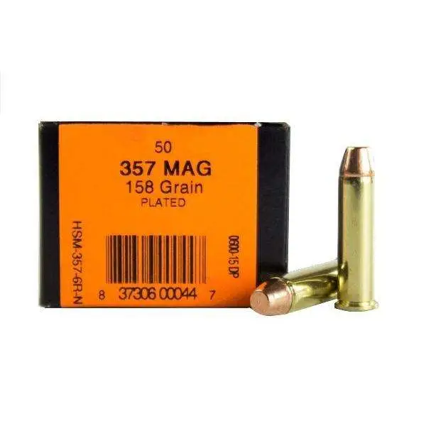 HSM Training 357 Mag 158gr Plated FP 50/RD Box HSM Training 357 Mag 158gr Plated FP 50/RD Box