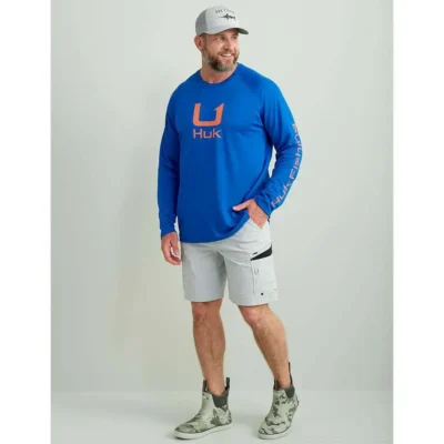 HUK ICON LS CREW OCEAN BLUE LS XL
