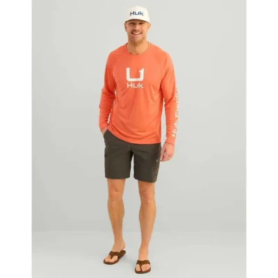 HUK ICON LS CREW FRESH SALMON LS M