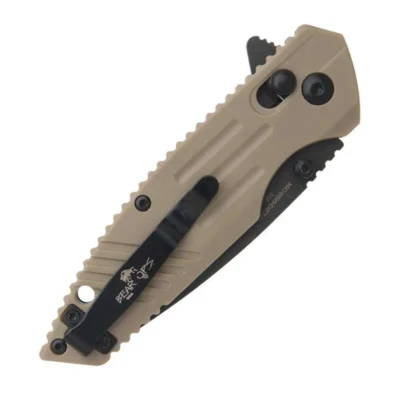 BEAR & SON 4 3/8” DESERT SAND ZYTEL SLIDE LOCK D2 BLADE