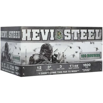 HEVI-STEEL 12GA 3IN 1-1/4OZ #3 AMMO 100 PACK