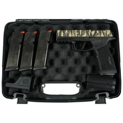 SIG P365 XMACRO TACOPS 9MM 3.7″ Brl – (4) 17rd Steel Mags-Tiger Stripe Slid