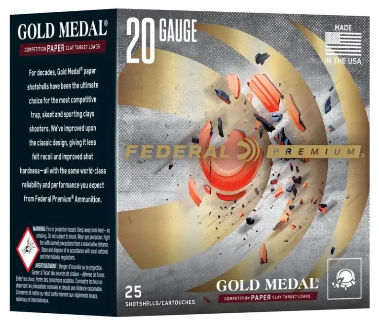 FEDERAL GOLD MEDAL PAPER 20GA 2 3/4 IN 2 3/4DE 7/8 OZ 1250FPS 7.5 AMMO 25RD