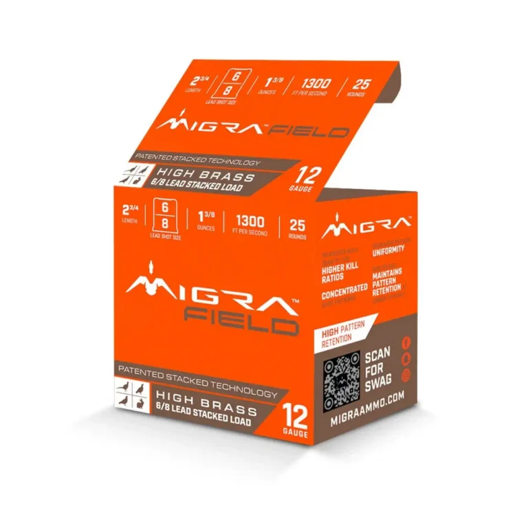 Migra Staxd Ultimate Field Shotgun Ammo 12 ga. 2 3/4 in. 1 3/8 oz. 6-8 Shot 25 rd. Migra Staxd Ultimate Field Shotgun Ammo 12 ga. 2 3/4 in. 1 3/8 oz. 6-8 Shot 25 rd.
