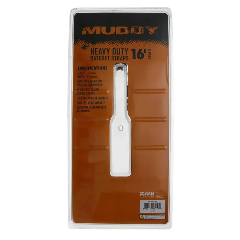 MUDDY 1.5″ X 16′ HEAVY DUTY RATCHET STRAPS / 2 PACK MUDDY 1.5″ X 16′ HEAVY DUTY RATCHET STRAPS / 2 PACK