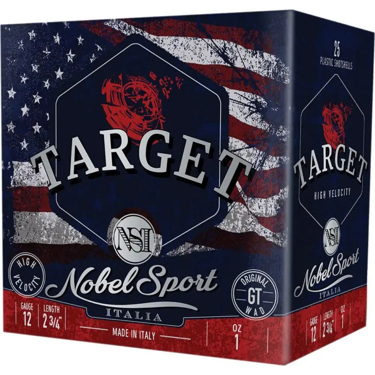 NSI Target Nobel Speed 12 gauge 2 3/4″ 1 Oz. #8 Shot # 1300 fps 250 Rd Case NSI Target Nobel Speed 12 gauge 2 3/4″ 1 Oz. #8 Shot # 1300 fps 250 Rd Case