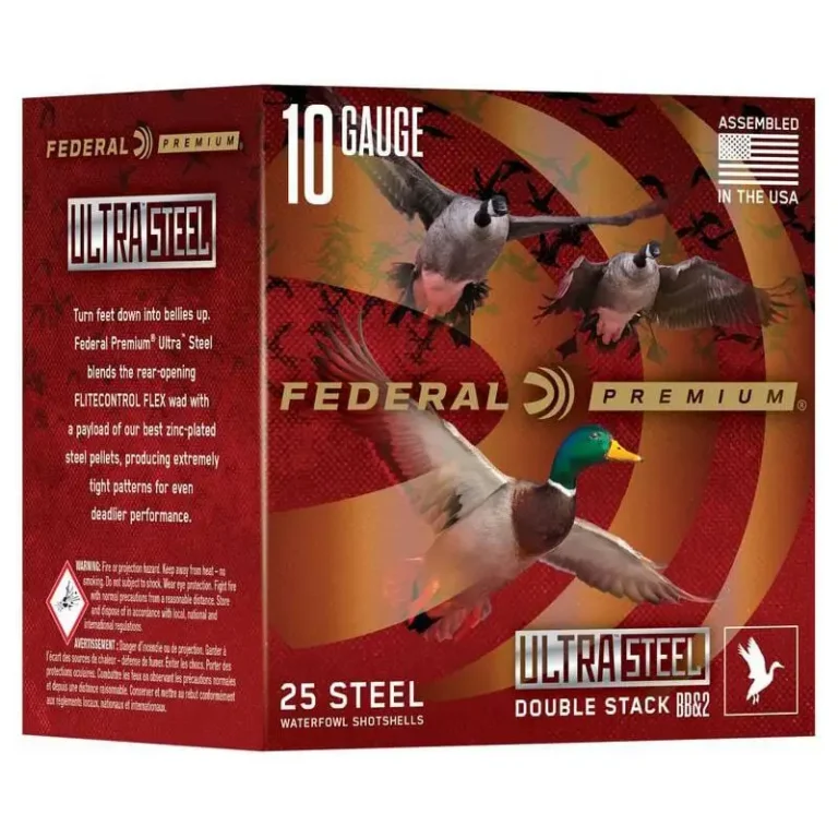 FEDERAL 10GA 3 1/2 1 5/8OZ BBB & 1 1400 FPS ULTRASTEEL AMMO 25RD FEDERAL 10GA 3 1/2 1 5/8OZ BBB & 1 1400 FPS ULTRASTEEL AMMO 25RD