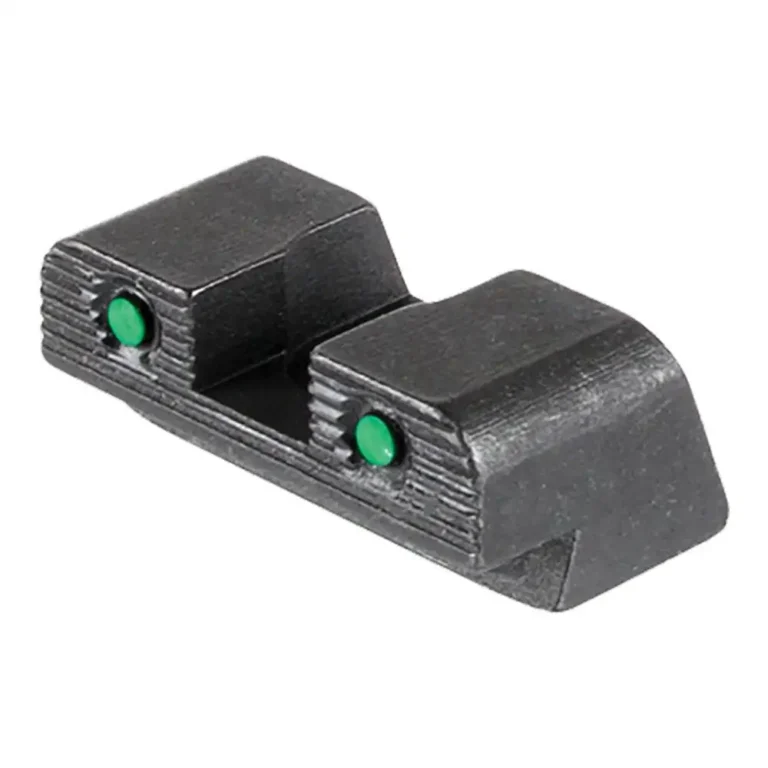 Green Tritium 2-dot Black Outlines .240in H Sq Notch Hellcat OSP w/seration Green Tritium 2-dot Black Outlines .240in H Sq Notch Hellcat OSP w/seration