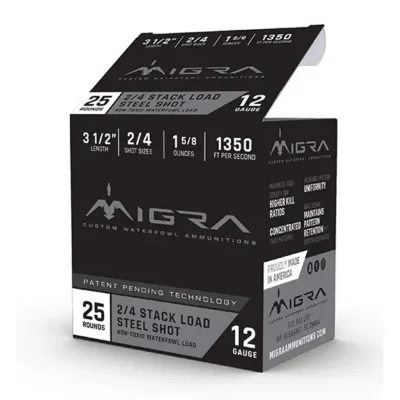 12 Guage 3.5 Inch Steel Shot -Staxd Load 2-4 SHOT 1.58 Ounces 25 rounds