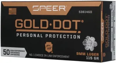 SPEER Gold Dot Handgun Personal Protection 9MM LUGER 115 GR 50 RD AMMO