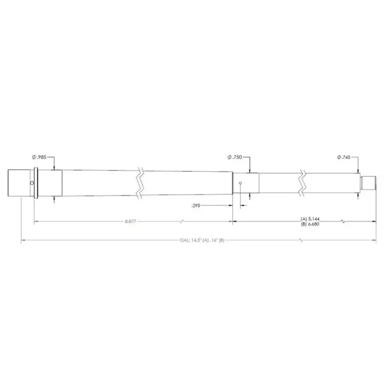 PROOF Barrel AR15 223WYLDE 16in 7T 4 GROOVE 5/82-24 THREAD SS PROOF Barrel AR15 223WYLDE 16in 7T 4 GROOVE 5/82-24 THREAD SS