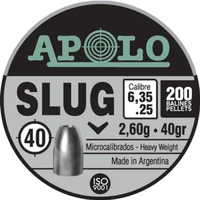 Apolo Slug 40gr 6.35mm .25 Caliber 200rd