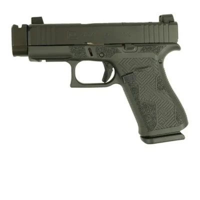 GL43X 9MM 2 10Rd MAG FRONT RAIL USA-Blk Cerakote & Brl Supp Ht Sgt Stipl