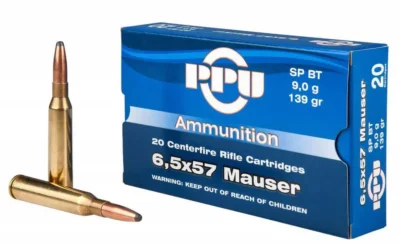 PPU PP6M Metric Rifle  6.5x57mm 139 gr Soft Point Boat Tail (BTSP) 20 Bx/ 10 Cs