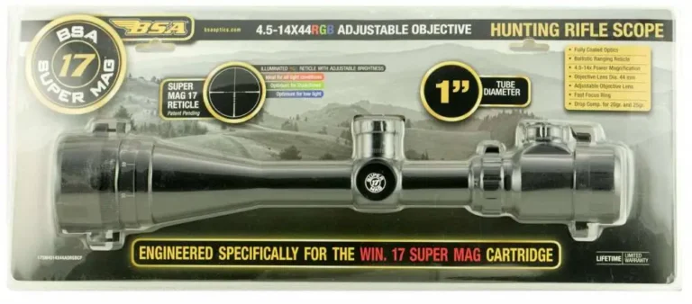 BSA 17SM4514X44AORGBCP 17 SuperMag 4.5-14x 44mm AO Obj 21.60-7 ft @ 100 yds FOV BSA 17SM4514X44AORGBCP 17 SuperMag 4.5-14x 44mm AO Obj 21.60-7 ft @ 100 yds FOV