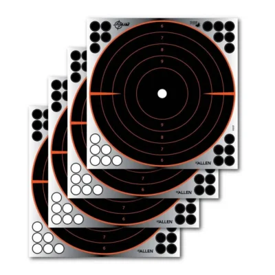Allen 15237 EZ Aim Reflective Self-Adhesive Paper 12″ x 12″ Bullseye Black/Orang