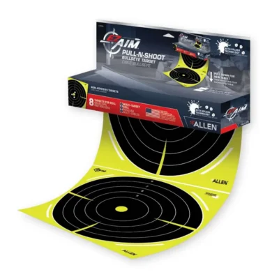 Allen 15256 EZ Aim Pull-N-Shoot Splash Paper 12″ x 12″ Bullseye Yellow/Black 8 P