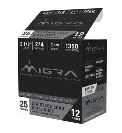 MIGRA AMMUNITION M12LS24 Combinational  12 Gauge 3.50″ 1 5/8 oz 2-4 Shot 25 Bx/