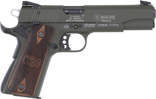BLG MAUSER 1911 22LR 5 ODG WALNUT LOGO GRIP