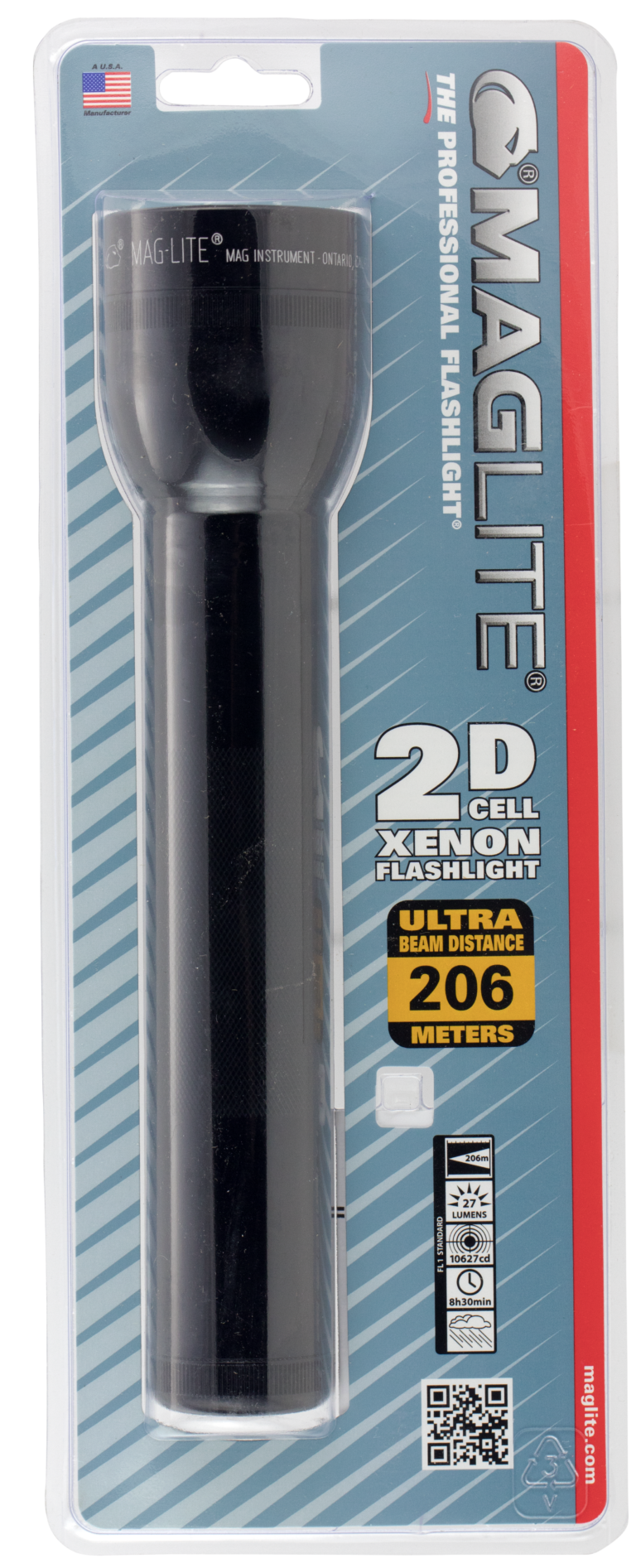 Maglite S2D016 – Classic 2-cell incandescent flashlight with 27 lumens and durable black finish.