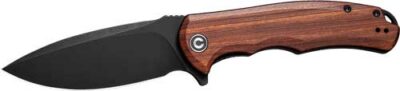 CIVIVI Knives C803H Praxis Flipper Knife 3.75″ 9Cr18MoV Black Stonewashed Drop Point Blade, Cuibourtia Wood Handles