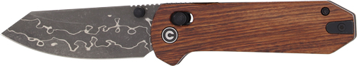 CIVIVI Knives Zac Whitmore Yonder Crossbar Lock Folding Knife 2.88" Damascus Spey Point Blade, Contoured Guibourtia Wood Handles, Reversible Clip - C23073B-DS1