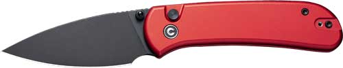 CIVIVI Knives Qubit Folding Knife 2.98" 14C28N Black Stonewashed Drop Point Blade, Red Aluminum Handles, Button Lock - C22030E-2