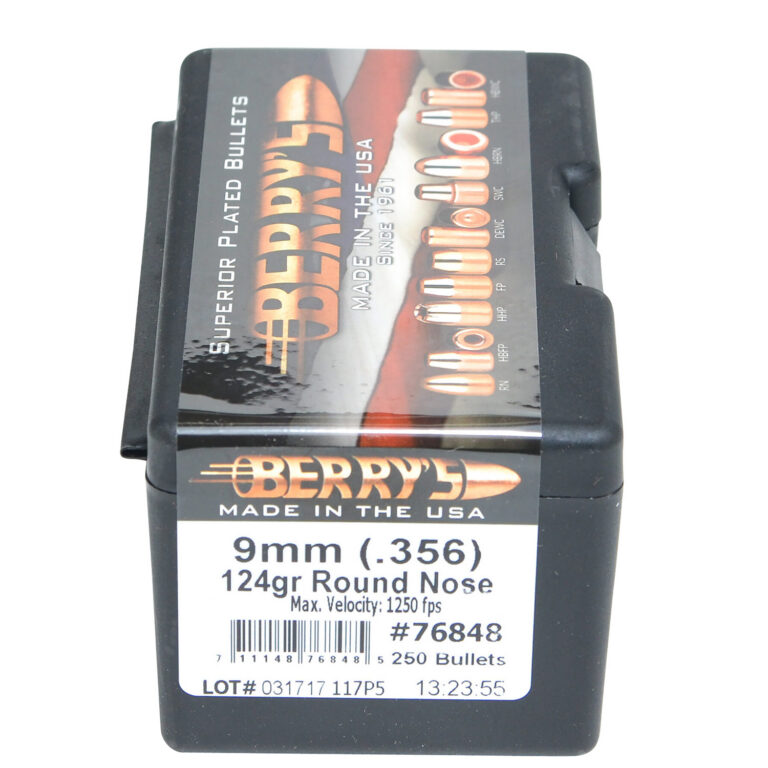Berry’s 76848 Superior Pistol 9mm/356 124gr Round Nose 250/Box Berry’s 76848 Superior Pistol 9mm/356 124gr Round Nose 250/Box