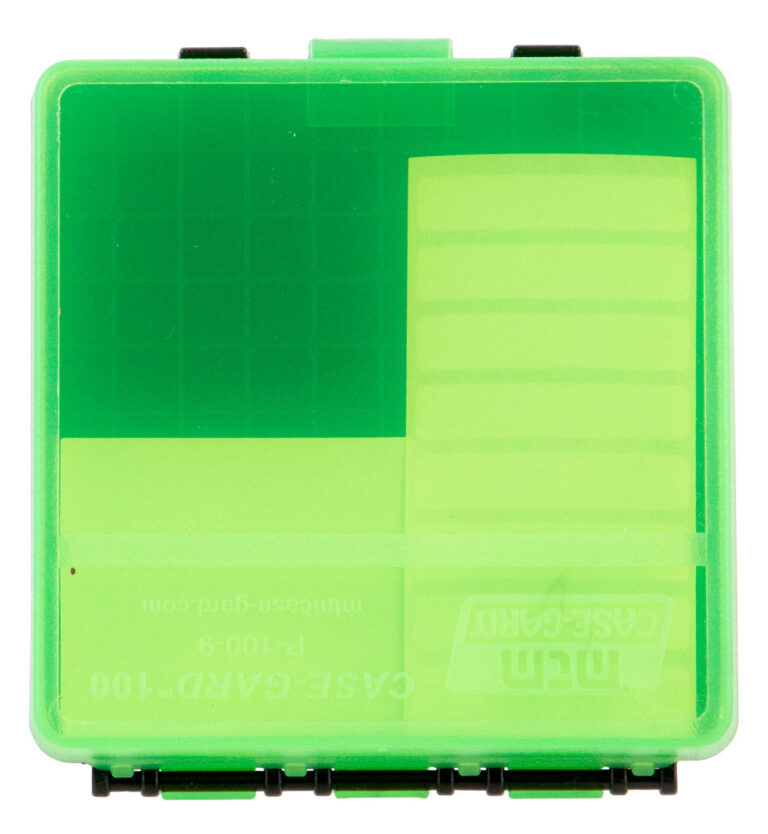 Ammo Box 100 Round 9mm Flip Top ClrGrn/Black