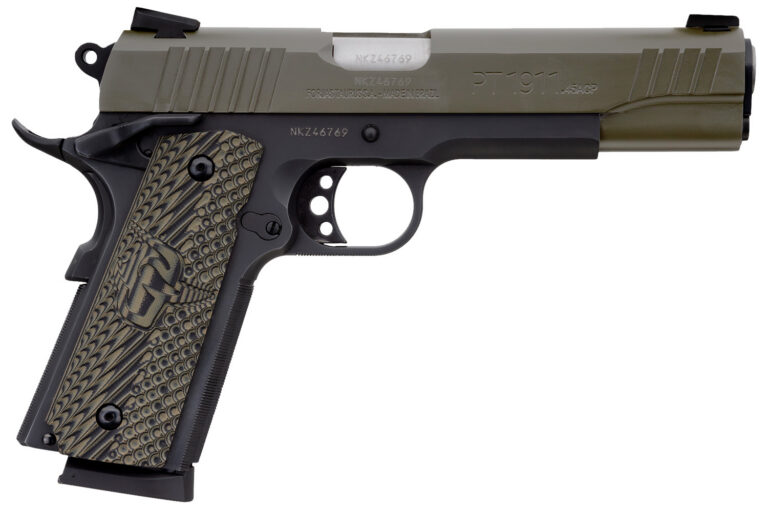 PT1911 45 ACP BK Cerakote Mill Spec Green 5in 1×8 VZ Grip PT1911 45 ACP BK Cerakote Mill Spec Green 5in 1×8 VZ Grip